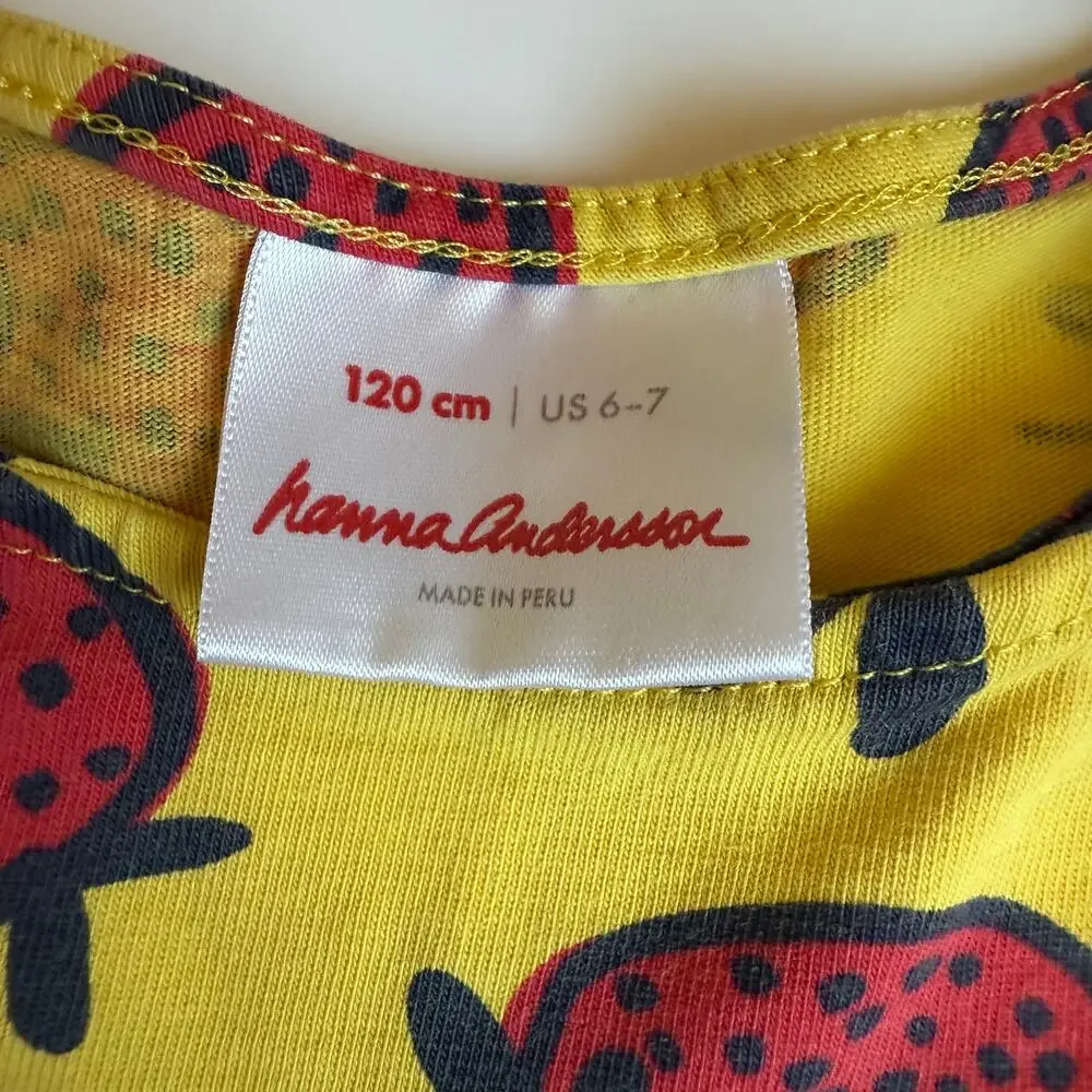 Hanna Andersson Yellow Strawberry Play All Day Dress 6-7 120cm - Picture 6 of 7